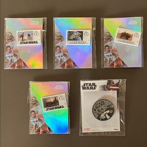 Disney 100 Years of Wonder Star Wars Stamp Pins, 5 Pin Bundle, New. (SW-3)